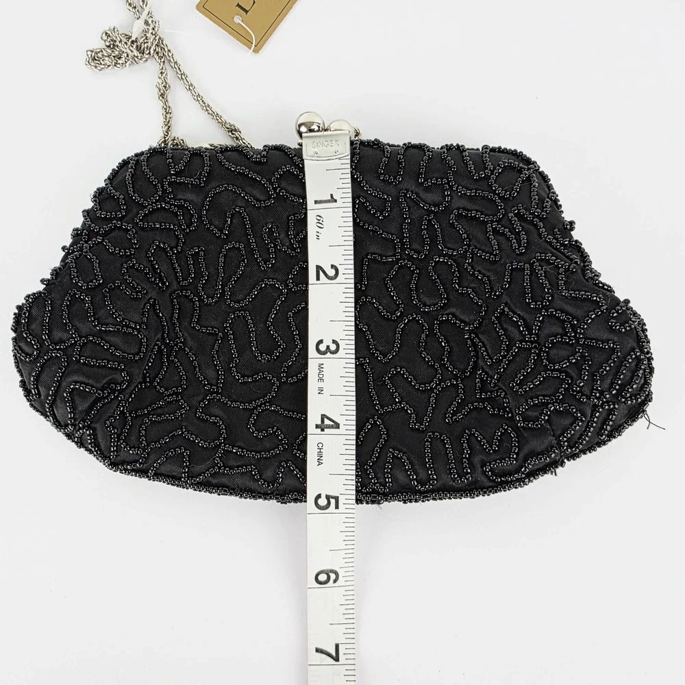 Vintage La Regale Black Beaded Evening Bag NWT
